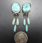 Vintage Barse Sterling Silver Turquoise Clip-on Earrings Drop Dangle Chandelier