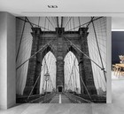 Black And White Brooklyn Bridge Wallpaper Mural  New York City Theme Decor Nyc