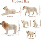 Toymany 6pcs White Lion Figurines With Lion Cubs  2-5  Jungle Animals Figures Re