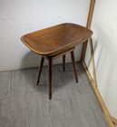 Vintage Mcm Rustic Country Carved Wood Dough Bowl Trencher Table On Stand Legs