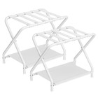 Luggage Rack  Pack Of Folding Suitcase Stand With Fabric Storage Shelf 2 White
