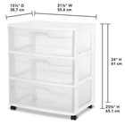 Sterilite Storage Drawer  3 Drawer Wide Plastic Storage Cart With Clear Pull Out