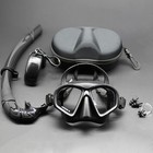 Tempered Glass Freediving Mask Snorkeling Set Foldable Snorkel J-type Diving_w