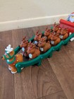 2004 Fisher-price Little People Santa Sleigh Set 9 Reindeer Elf Santa No Noise 