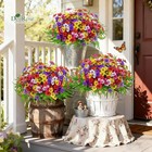 24 Bundles Artificial Flowers For Outdoors Fake Ferns Uv Resistant Faux Spring