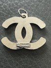       chanel Zipper Pull charm Black Rhinestones On Silver 25mm       