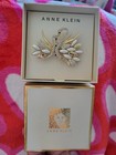 Anne Klein Double Swan Crystal Brooch With Rhinestones   Imitation Pearls New  