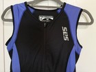 Sls3 Men s Medium Triathlon Black One-piece Zip Front Tri Suit Blue Accents