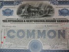 1952 Pittsburgh   West Virginia Railway Company Stock Certificate