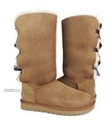 Ugg Bailey Bow Tall Ii Triple Chestnut Suede Fur Boots Womens Size 8  new 