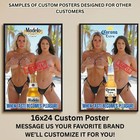 Sexy Pinup Girl Custom Alcohol Poster Any Beer Whiskey Tequila Vodka Brand   411