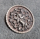 Large Antique Metal Picture Button Man Piper