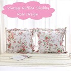 Rose Floral Ruffle Pillow Sham Covers Euro Shams Set 26x26 Inches Shabby Rose