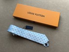 Louis Vuitton Men s Monogram Tie Silver Blue Full Packaging Brand New