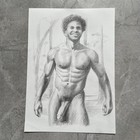 Original Graphite Nude Male Painting     Fine Art Drawing