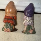 Vintage Gnome Ceramic Figurines Set Of 2 girl With Flowers Boy With Watercan