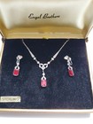 Engel Brothers Sterling Silver Vintage Lavalier Necklace   Earring Art Deco Set