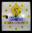 Borden s Milk   Cream Lighted Dairy Advertising Wall Clock Free Shipping