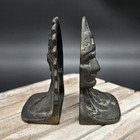 Native American Chief Bookends Cast Bronze Pair Vintage