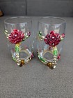Vintage Arc Of France Crystal Ornate Gold Handle Enamel Flowers Coffee Mug Cup