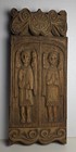 Antique Or Vtg Primitive Large Hand Carved Wood Folk Art Three-panel Triptych