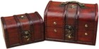 Coolrunner 2pcs Antique Vintage Style Wooden Box Stamp Flower Small Metal Lock 