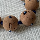 Rare - Vintage  1950 s - Swim Wear -  Natural Cork Ball Necklace   blue 