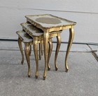 Vintage Set Of 3 Italian Hollywood Regency Gold Gilt Nesting Tables Florentine
