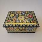 Vintage Colorful Floral Embossed Hinged Metal Tin - Made In England