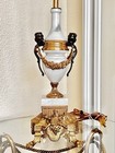 Beautiful Vintage Italian Brevettato Gilt Bronze And Marble Cherubs Table Lamp