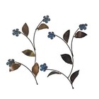 Vintage Enamel Copper  Decorative Wall Art Blue Floral Set Of 2 Signed Home D  co