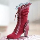 Women Steampunk High Heel Rustic Shoes Victorian Ankle Vintage Boots