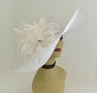 M58 white kentucky Derby Church Wedding Royal Ascot Wide Brim Sinamay Dress Hat