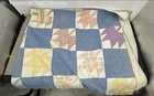 Vintage 1930s Handmade Hand Crafted Grandma Maple Leaf Patchwork Quilt 85  X 74 