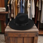 Black Fedora Hat With Removable Belt     Adjustable   Stylish