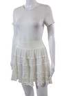 Love Shack Fancy Womens Textured Elastic Waist Tier Skirt White Size S