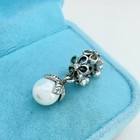 Authentic Pandora 925 Silver Garden Odyssey Lab-pearl Dangle Charm