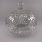 Abp American Brilliant Cut Glass Puff Box Dresser Vanity Jar 4 1 2 