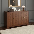 55 Inch Buffet Cabinet With Diamond Design 4 Door Wood Sideboard Storage Unit