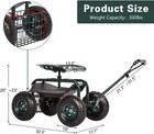 Garden Cart Rolling Work Seat With Tool Tray Heavy Duty Scooter Gardening Plant
