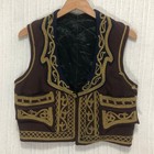 Vintage Embroidered Folk Vest Gold Braid Couching Balkan Greek Ottoman Waistcoat