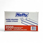 Hefty Jumbo Translucent Wrapped Plastic Straws  10 25  - 2 000 Count