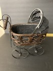 Vtg Wicker Rattan Wood Baby Doll Pram Carriage Buggy Antique 15  Scary Halloween