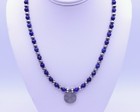 6mm Lapis And Sterling Silver Native American Modern Minimalist Pendant Necklace
