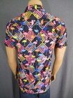Surf Society Swimwear Mens Casual Ss Summer Polo Black Neon Flamingos Medium
