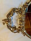 Vintage Gold Ormolu Vanity Tray W Mirror Ornate Hollywood Regency Birds Flowers
