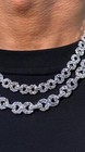 12mm Round Cut Moissanite Man s Infinity Link Chain 925 Sterling Silver