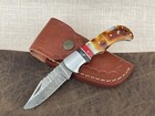 Damascus Folding Pocket Knife With Small Defects Handmade  see Description 