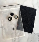Chanel 1990s Vintage Cc Navy Gold  3 Buttons Jacket  Tweed Fabric Swatch Signed