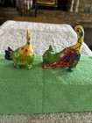 Vintage Folk Art Hand-painted Wooden Cats 3    And 2   